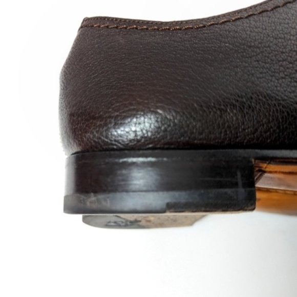 Bally Dark Rich Brown Saele Grained Texture Leather Derby Shoes size 9.5D